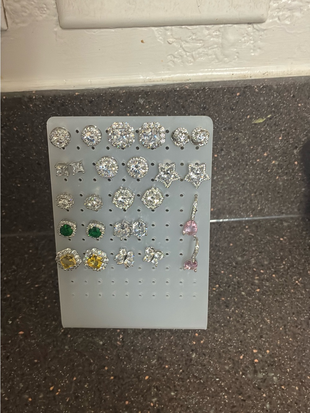 Silver-Tone Multicolor Cubic Zirconia Earring Set - 12 Pairs